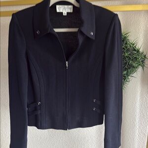 St. John Black Blazer Structured Formal Jacket